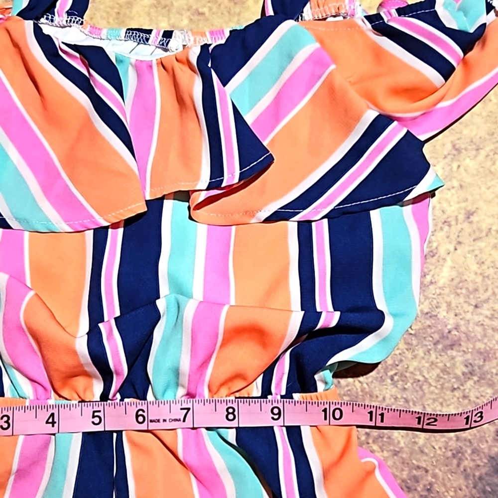 My Michelle | Fun Striped Off Shoulder Romper - Picture 2 of 8